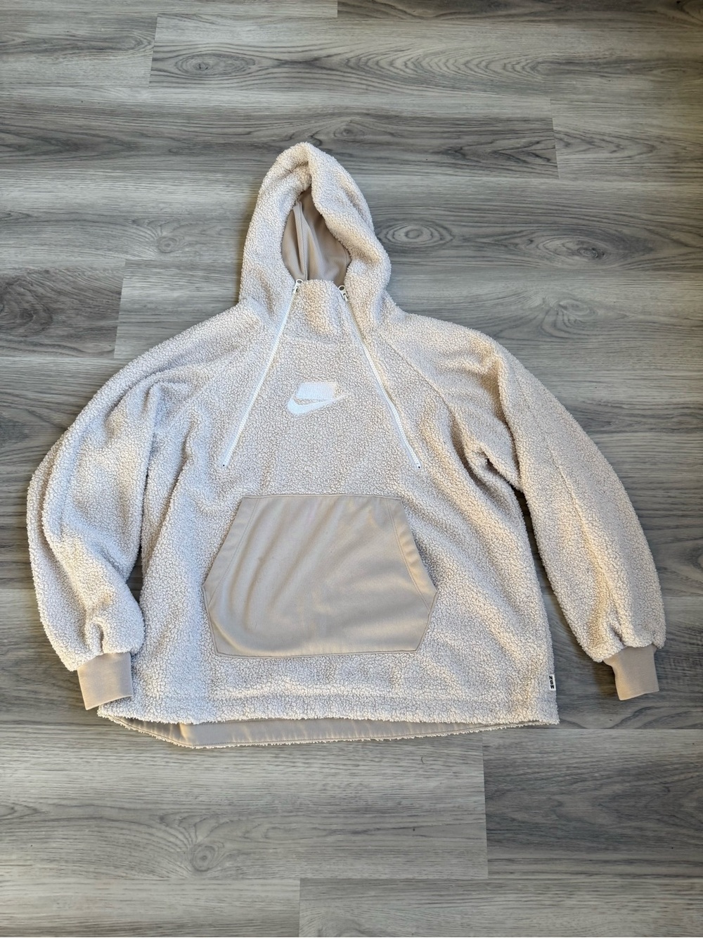 Nike Cream Sherpa Pullover Hoodie with Pocket